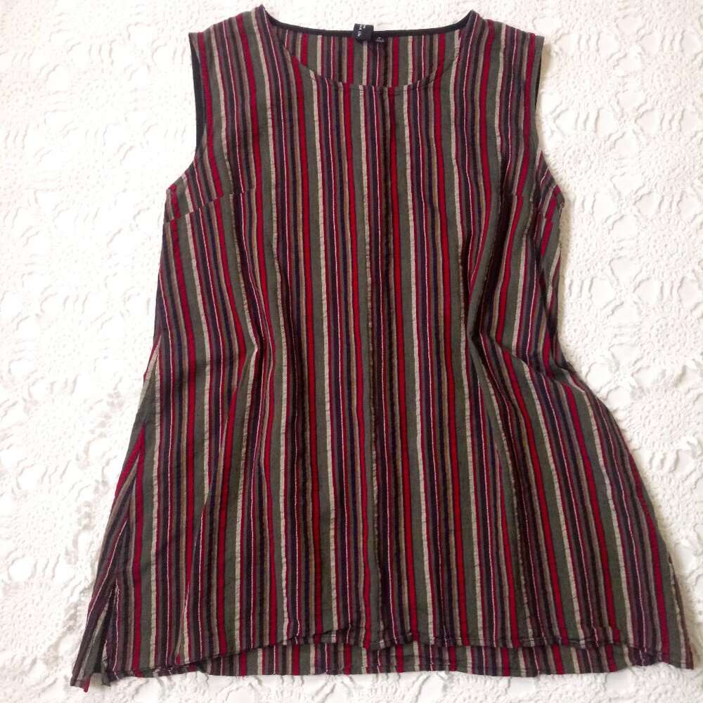 Focus Casual Life Tank Top Shirt Striped Multicolor Red A Line Fit Medium Women